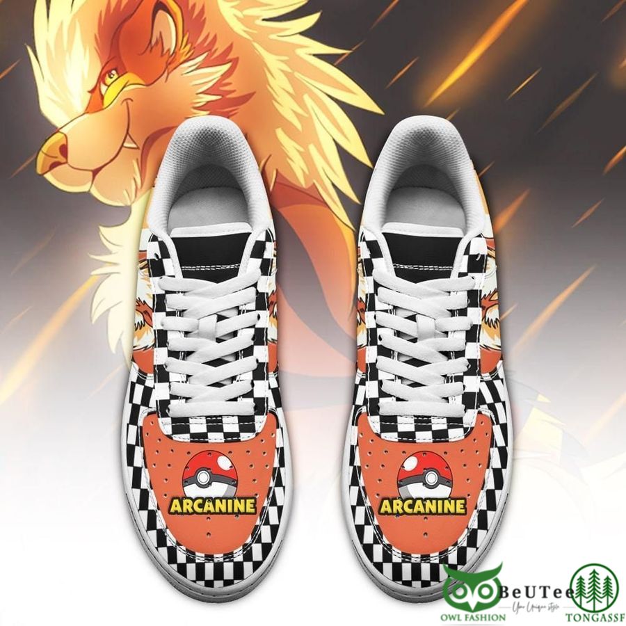 114 Poke Arcanine Air Sneakers Checkerboard Pokemon NAF Shoes