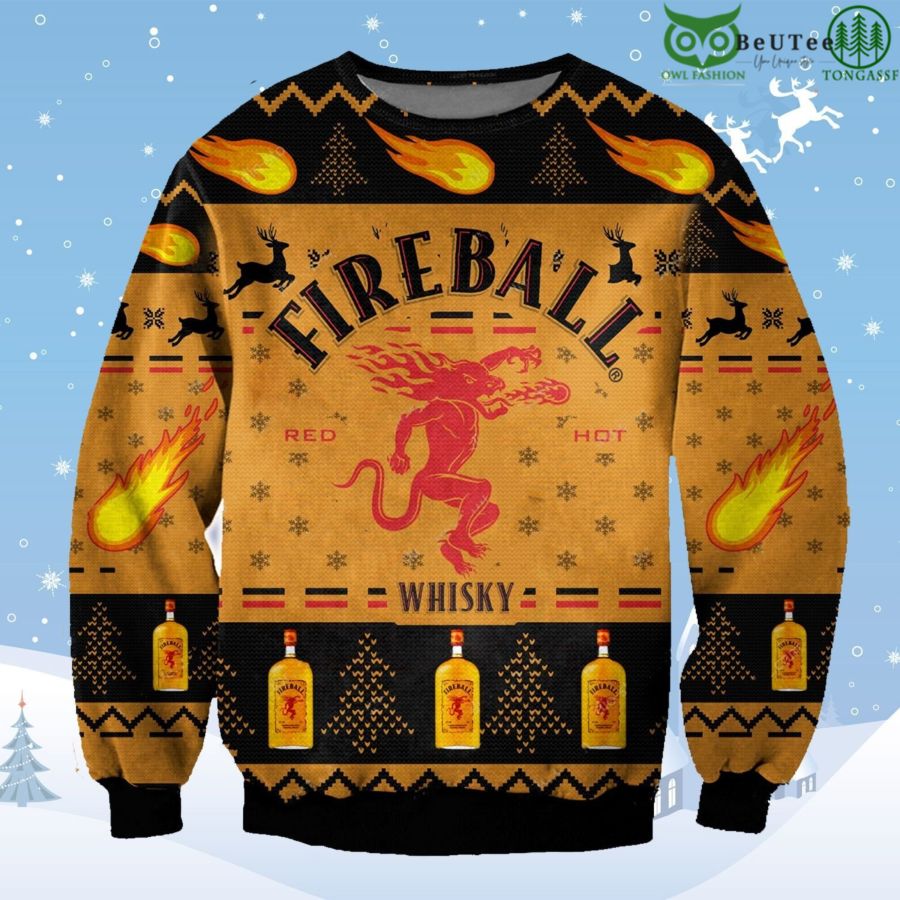 ZJ3A74qh 22 Fireball Ugly Sweater Beer Drinking Christmas Limited