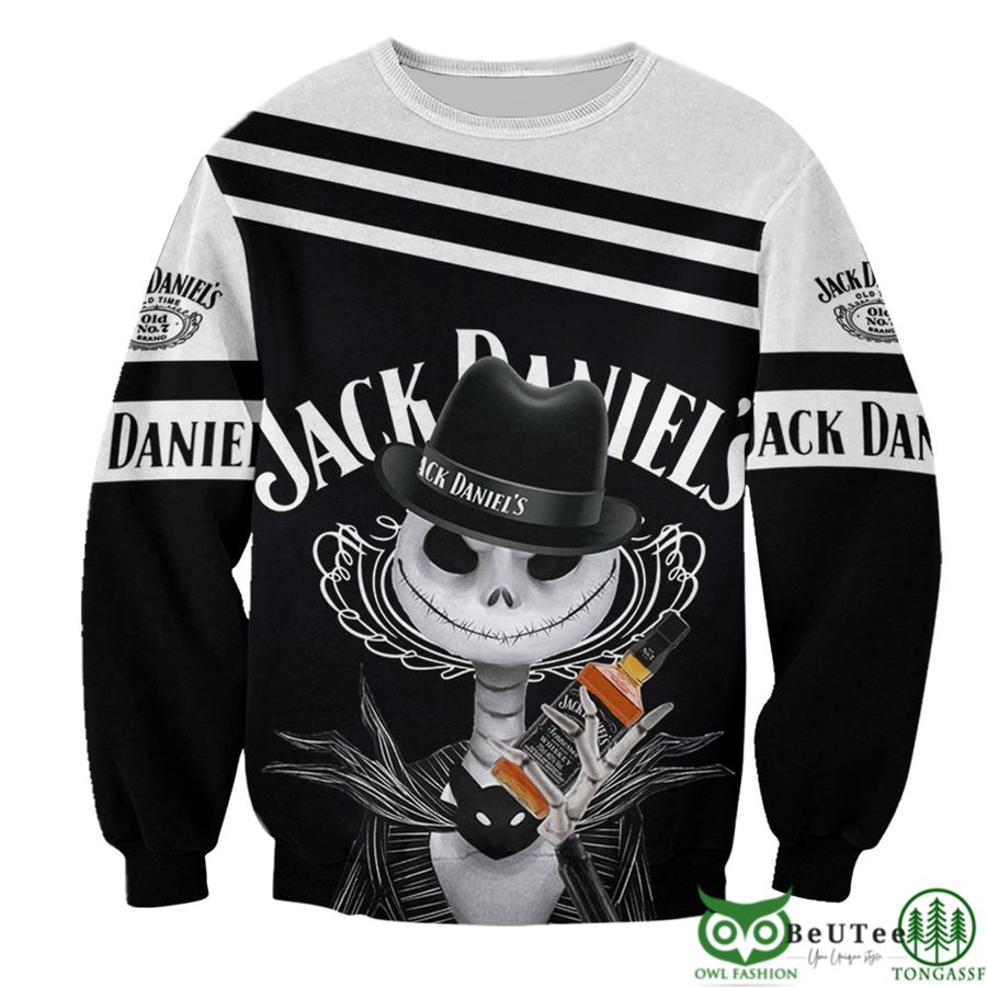 229 Jack Skellington Hold Jack Daniels Black 3D Hoodie Tshirt Sweatshirt