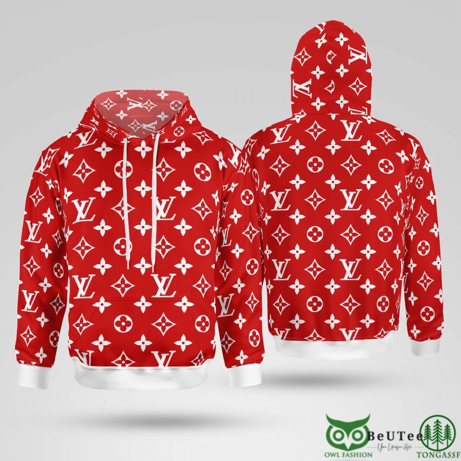 Limited LV 3D hoodie Red Louis Vuitton