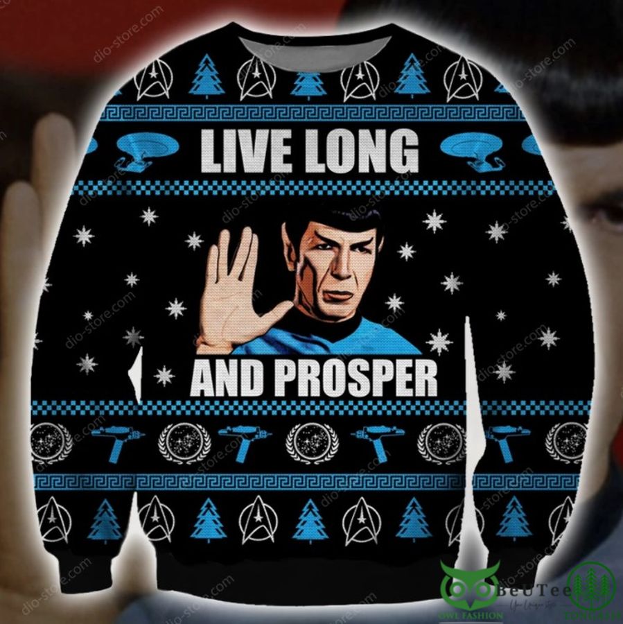 Live Long And Prosper Pattern 3D Christmas Ugly Sweater