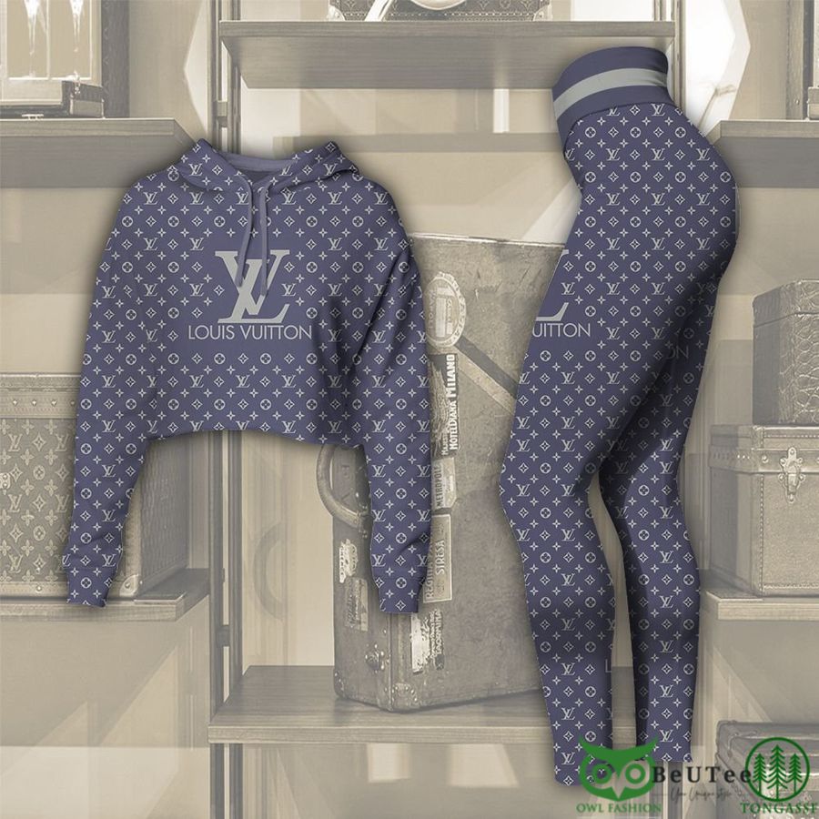 HOT Louis Vuitton Glitter Combo Outfit Crop Hoodie Legging