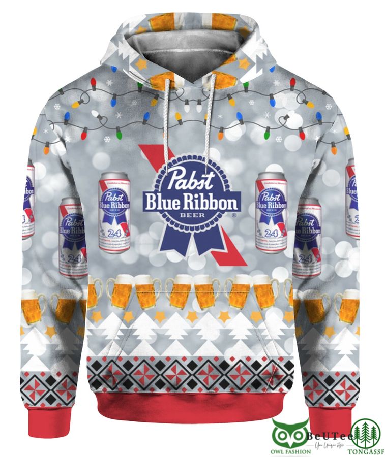 Pabst Blue Ribbon Beer 3D Print Ugly Christmas Sweater Hoodie