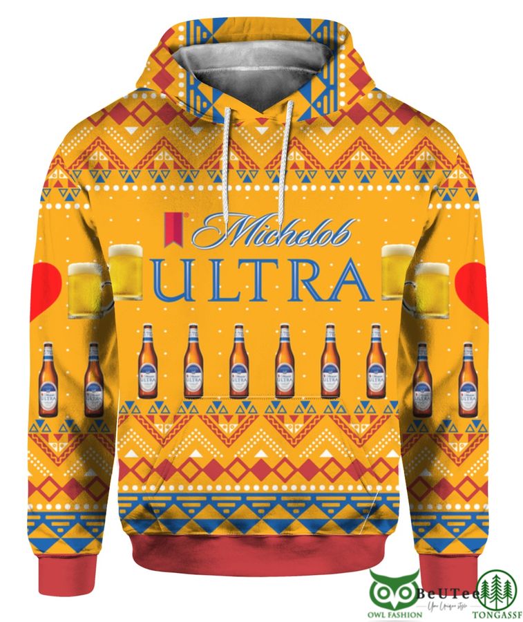 65 Michelob Ultra Beer 3D Print Ugly Christmas Sweater Hoodie