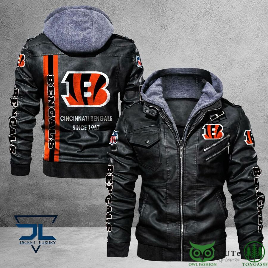 Cincinnati Bengals Logo NFL Black 2D Leather Jacket