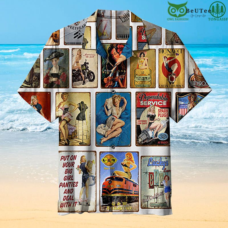 American Retro Poster Lady Girl Hawaiian Shirt