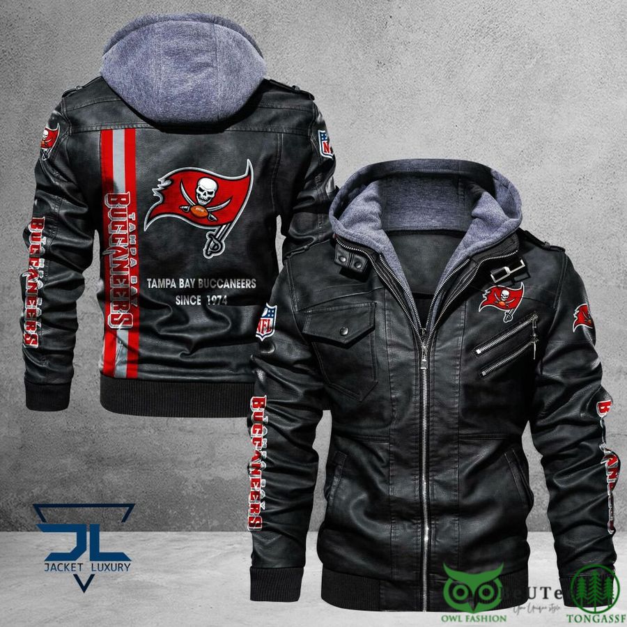Tampa Bay Buccaneers Logo NFL Black 2D Leather Jacket