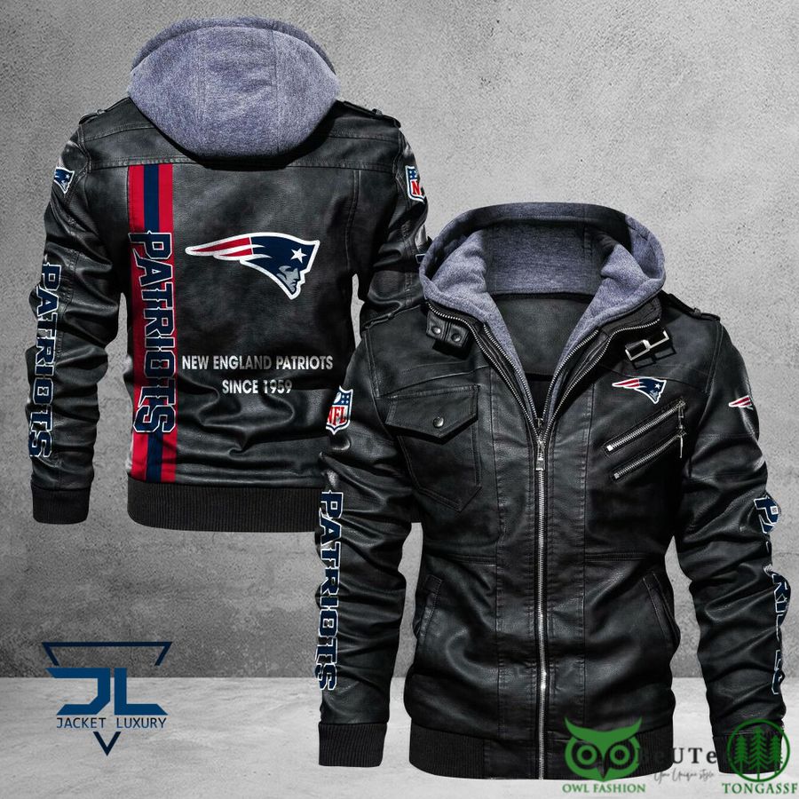 New England Patriots Logo NFL Black 2D Leather Jacket