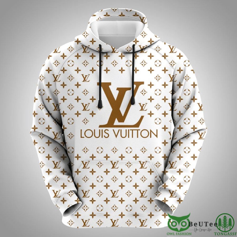 Luxury LV Brown and White Monogram 3D Hoodie