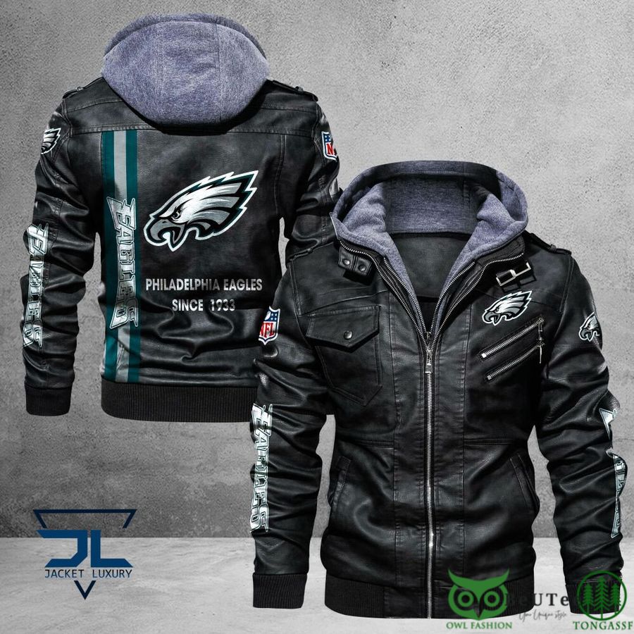 Philadelphia Eagles Logo NFL Black 2D Leather Jacket