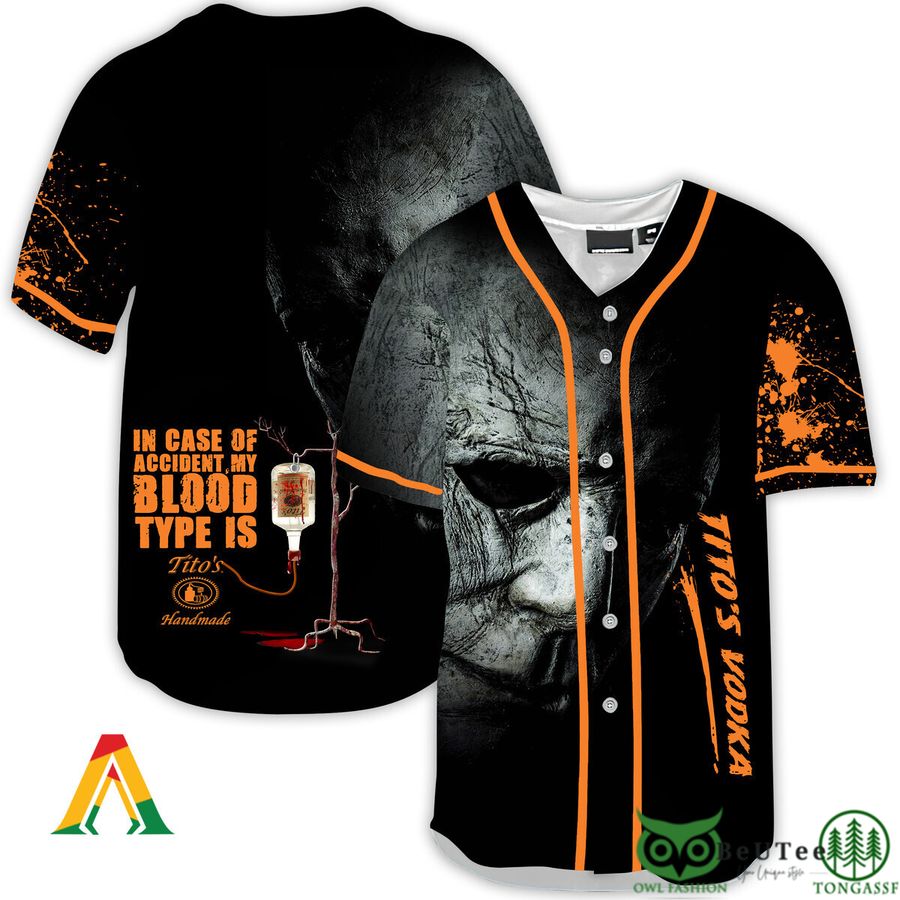 Halloween Horror Michael Myers Tito's Vodka Baseball Jersey