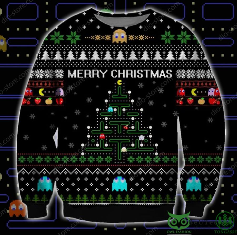 Pacman Pattern 3D Christmas Ugly Sweater