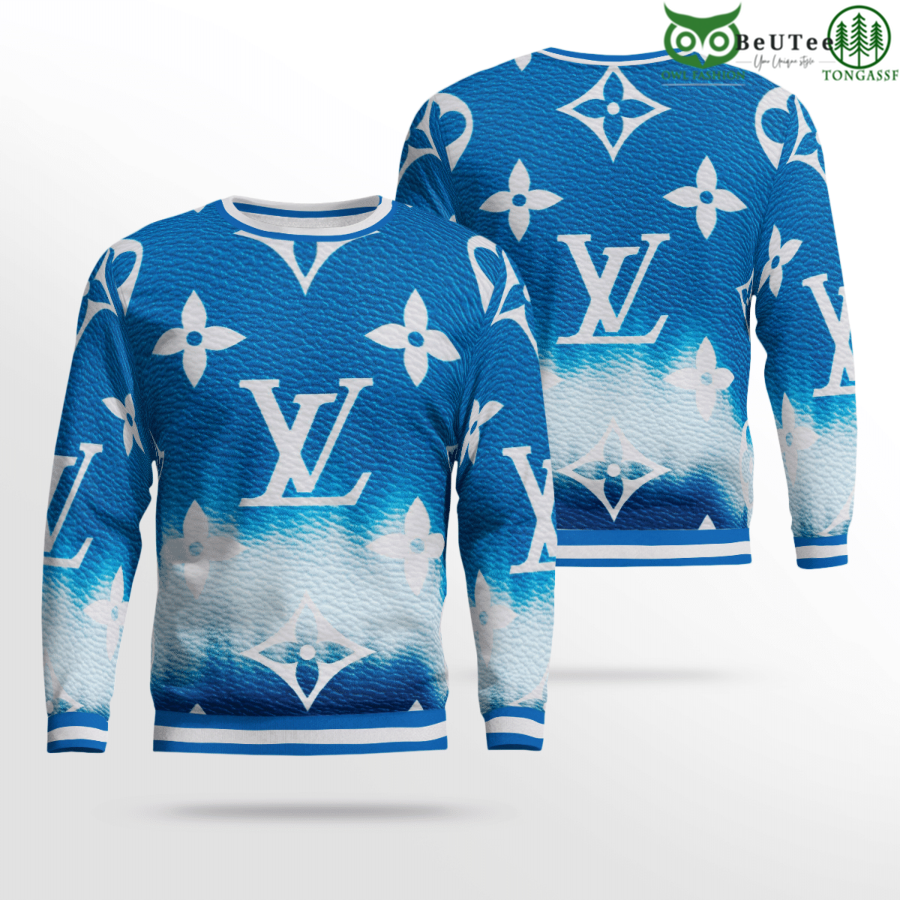 Blue Leather LV Louis Vuitton Premium 3D Ugly Sweater