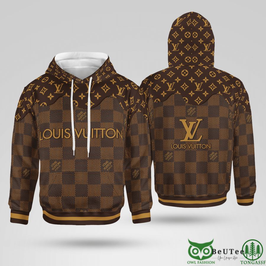 Limited Brown Checkered 3D Hoodie 