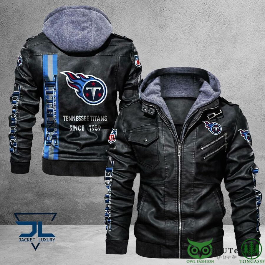 Tennessee Titans Logo NFL Black 2D Leather Jacket