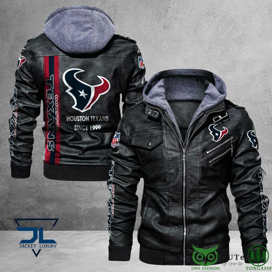Houston Texans Logo NFL Black 2D Leather Jacket