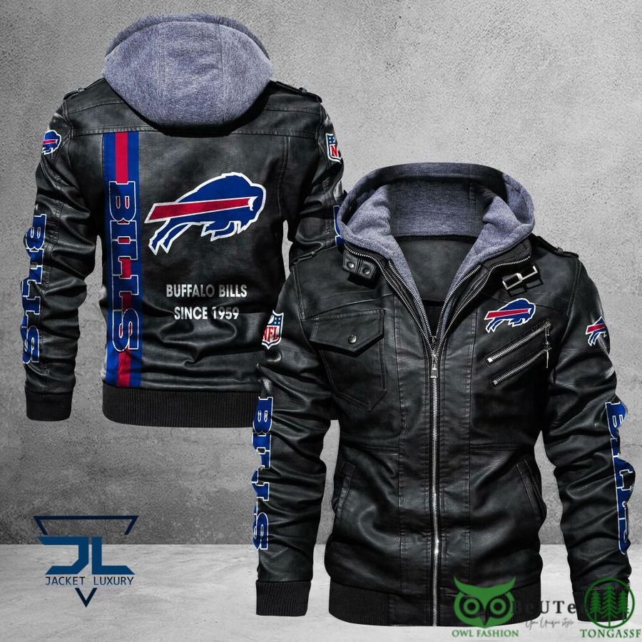 Buffalo Bills Logo NFL Black 2D Leather Jacket