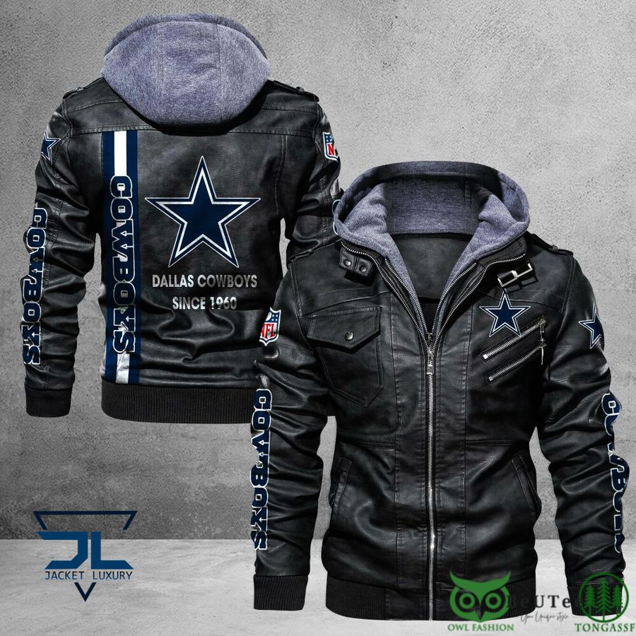 Dallas Cowboys Logo NFL Black 2D Leather Jacket