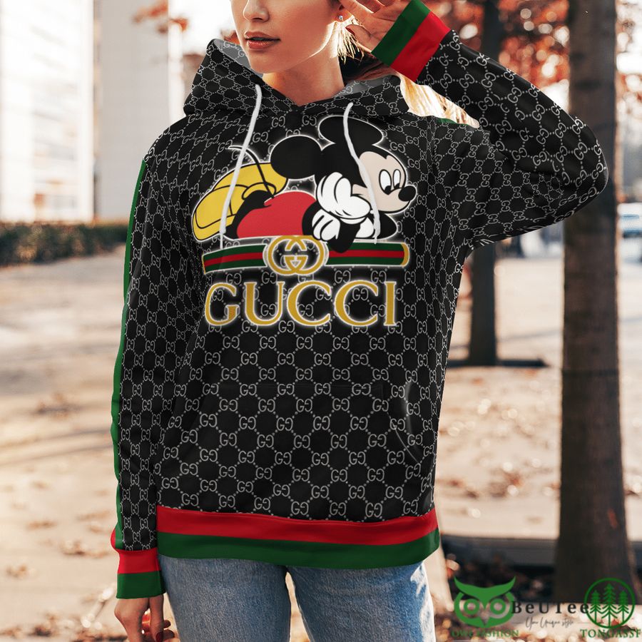 Limited Gucci Mickey Mouse Black 3D Hoodie - Owl Fashion Shop