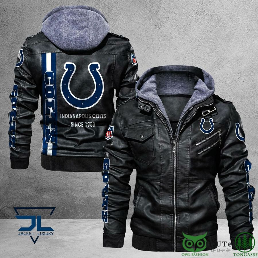 Indianapolis Colts Logo NFL Black 2D Leather Jacket