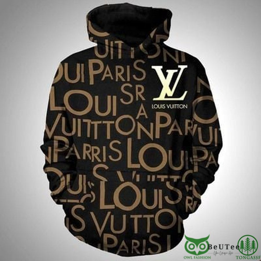 Luxury LV Chaotic Letters Brown 3D Hoodie