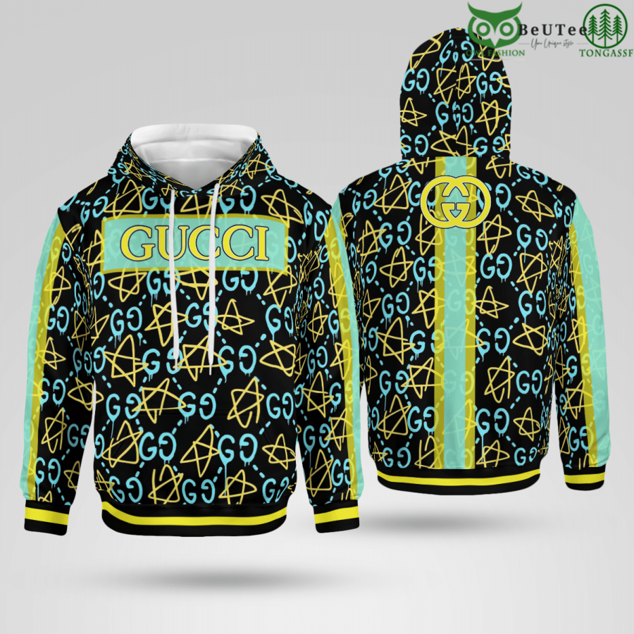 Limited Edition Gucci Star Drawing Bright Color 3D Hoodie