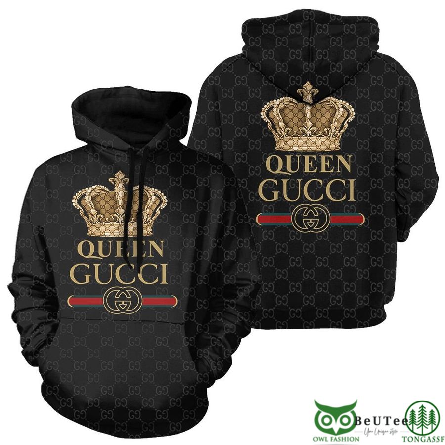 Luxury Gucci Queen Black Monogram 3D Hoodie