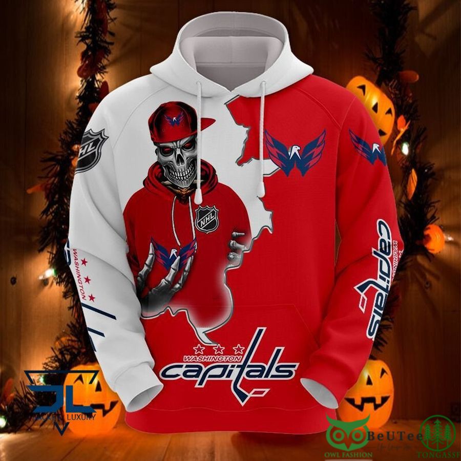 Washington Capitals NHL Fire Skull 3D Printed Hoodie Sweatshirt Tshirt