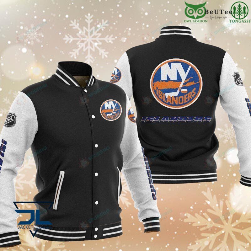 Elmont Ice Hockey Team NHL New York Islanders Baseball Varsity Jacket 