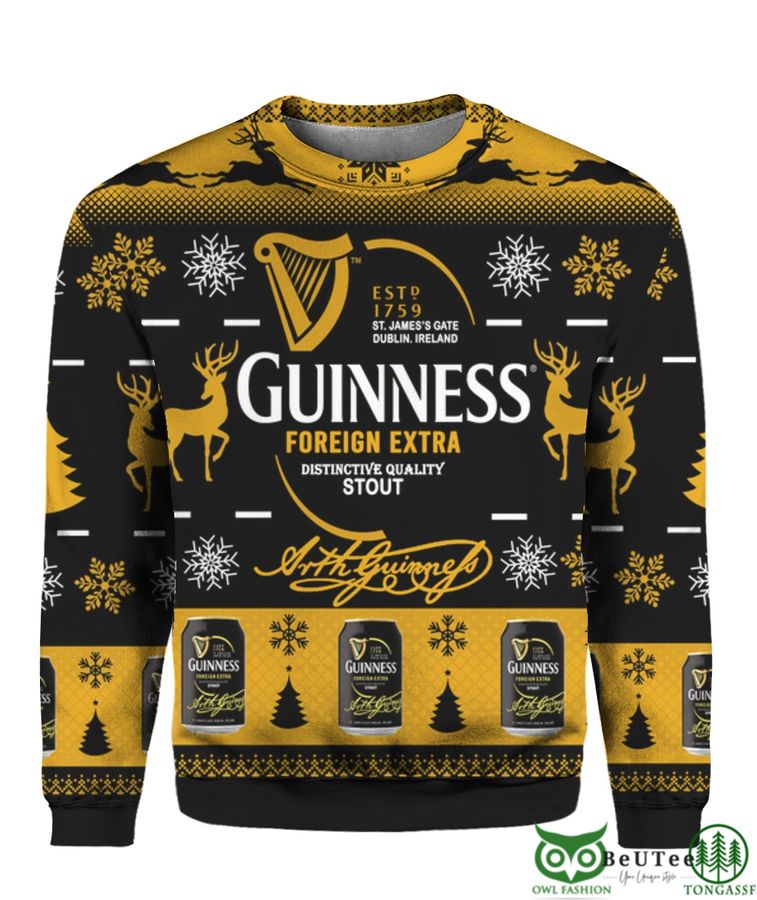 Guinness Stout 3D Print Ugly Christmas Sweater Hoodie