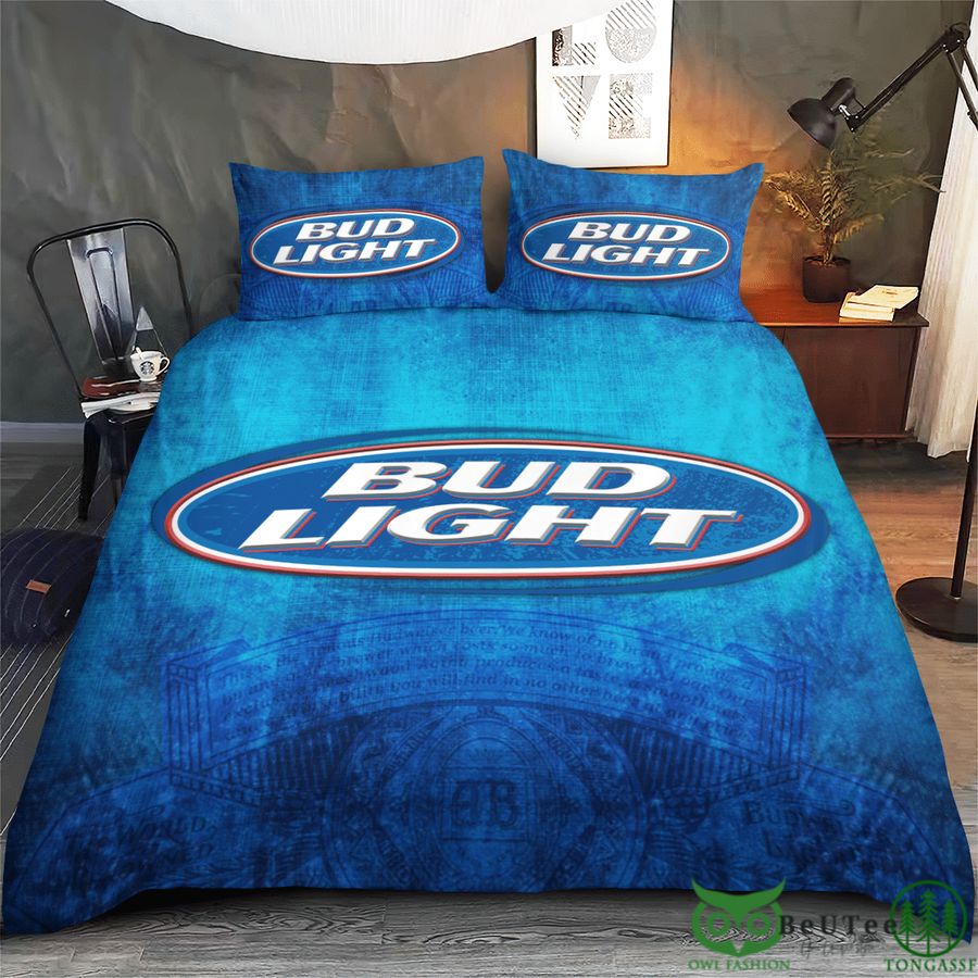 bud light beer vintage blue bedding set