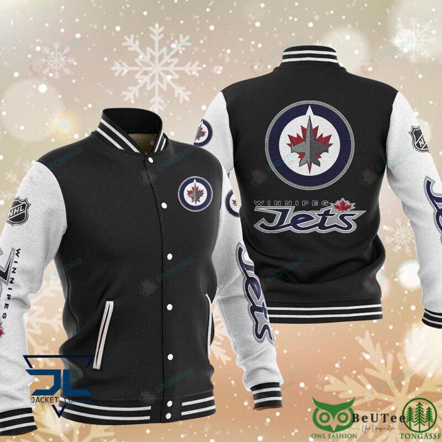 Winnipeg Jets NHL Black Baseball Varsity Jacket