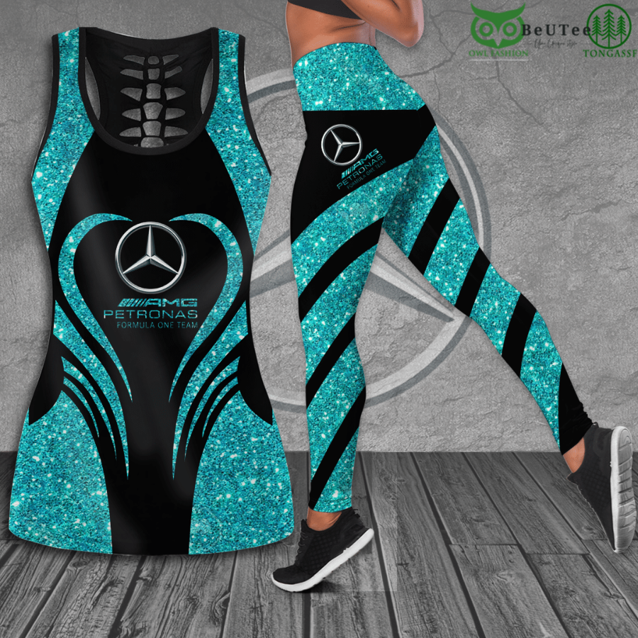 49 Formula 1 Mercedes Racing Team Hollow Tank Top And Leggings Sporty Vibe