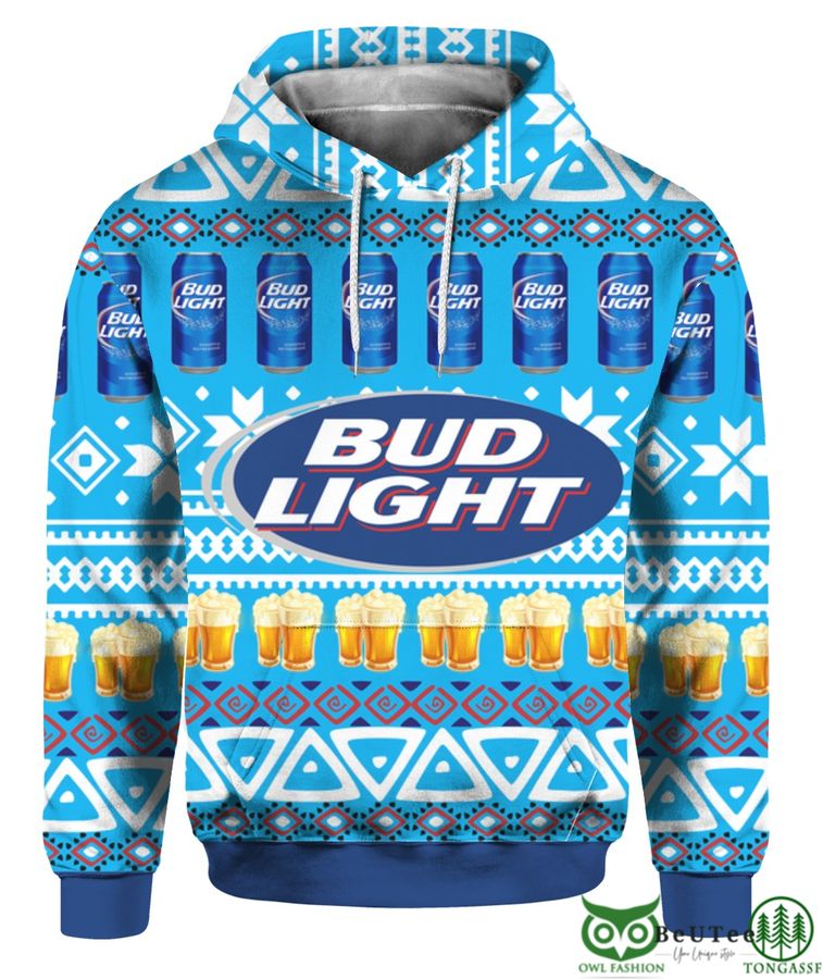 Bud Light Beer 3D Print Ugly Christmas Sweater Hoodie