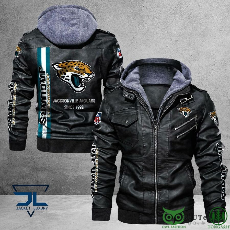 Jacksonville Jaguars Logo NFL Black 2D Leather Jacket