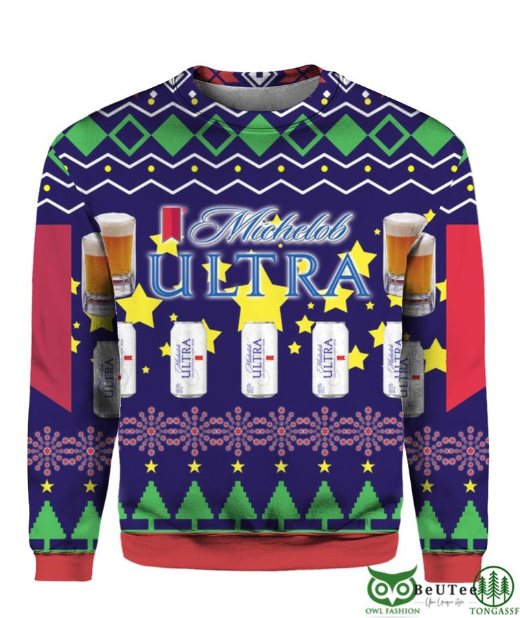 Michelob Ultra Beer Can 3D Print Ugly Christmas Sweater Hoodie