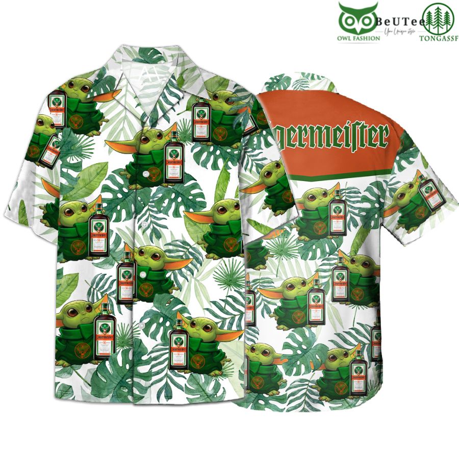 Baby Yoda Hug Jagermeister Hawaiian Shirt