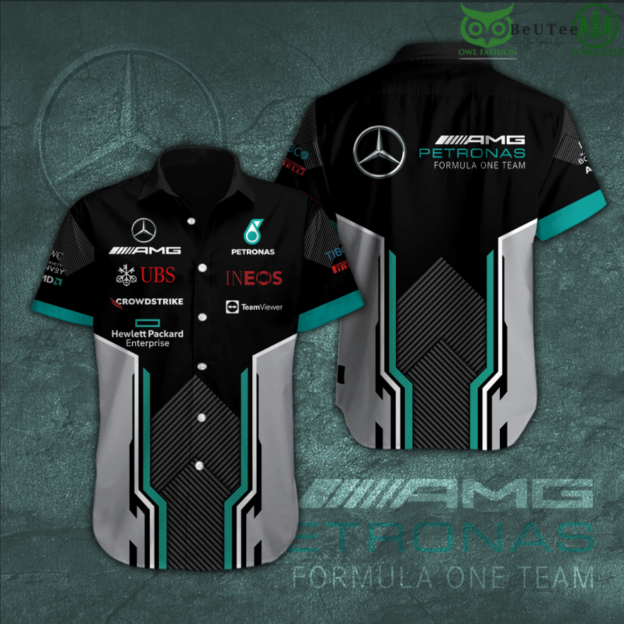 Team Viewer Crowdstrike Mercedes Racing Team Hawaiian Shirt