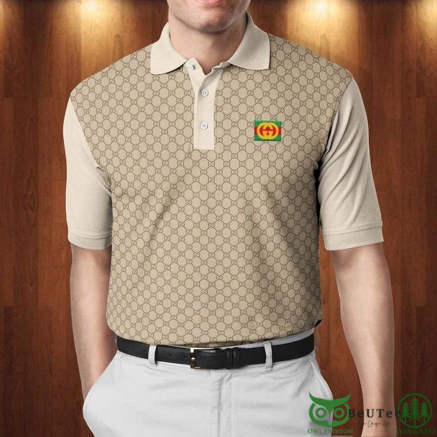 Limited Gucci Beige Monogram POLO SHIRT 