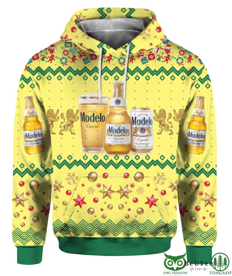 100 Modelo Especial Beer Bottles 3D Print Ugly Christmas Sweater Hoodie