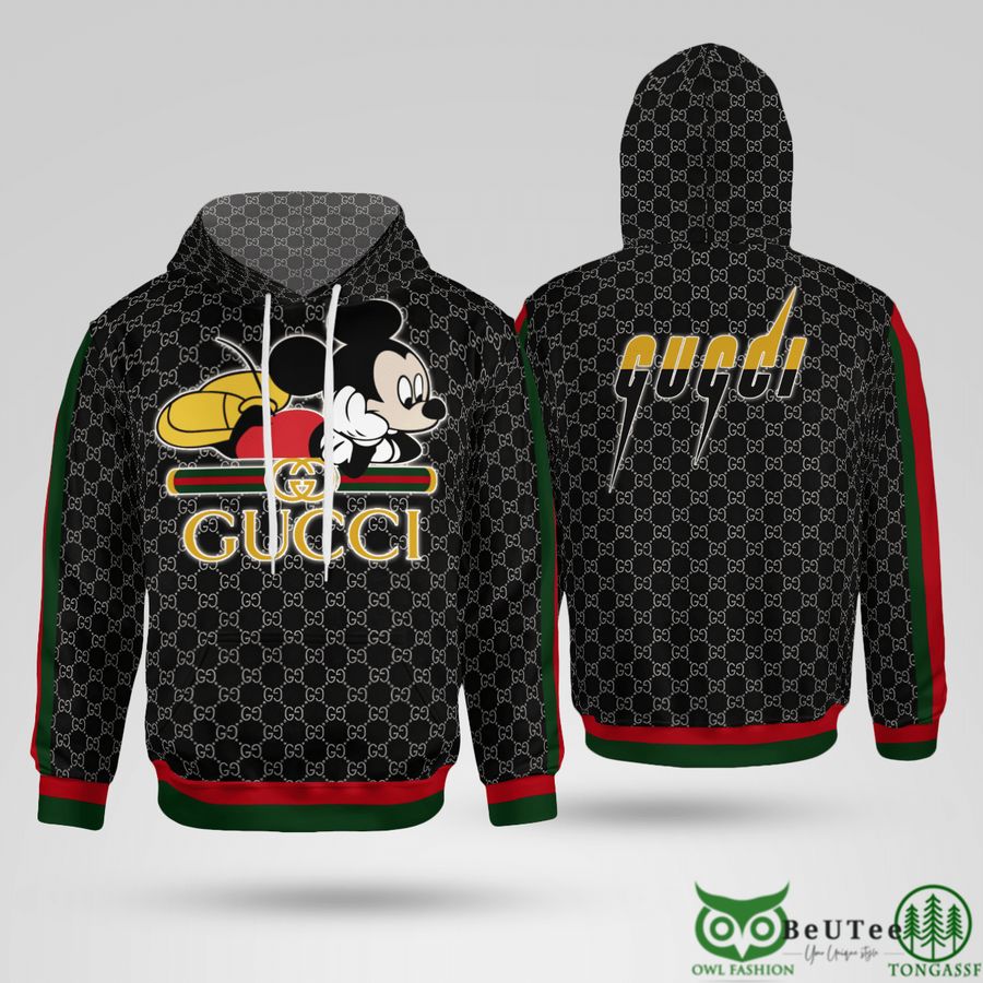 Limited Gucci Mickey Mouse Black 3D Hoodie 
