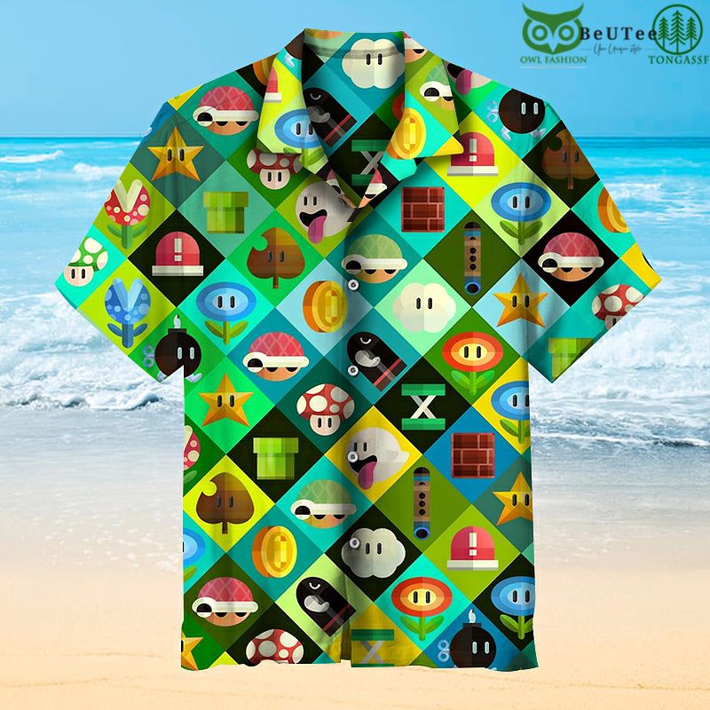 Mario Bros Items My Game Hawaiian Shirt