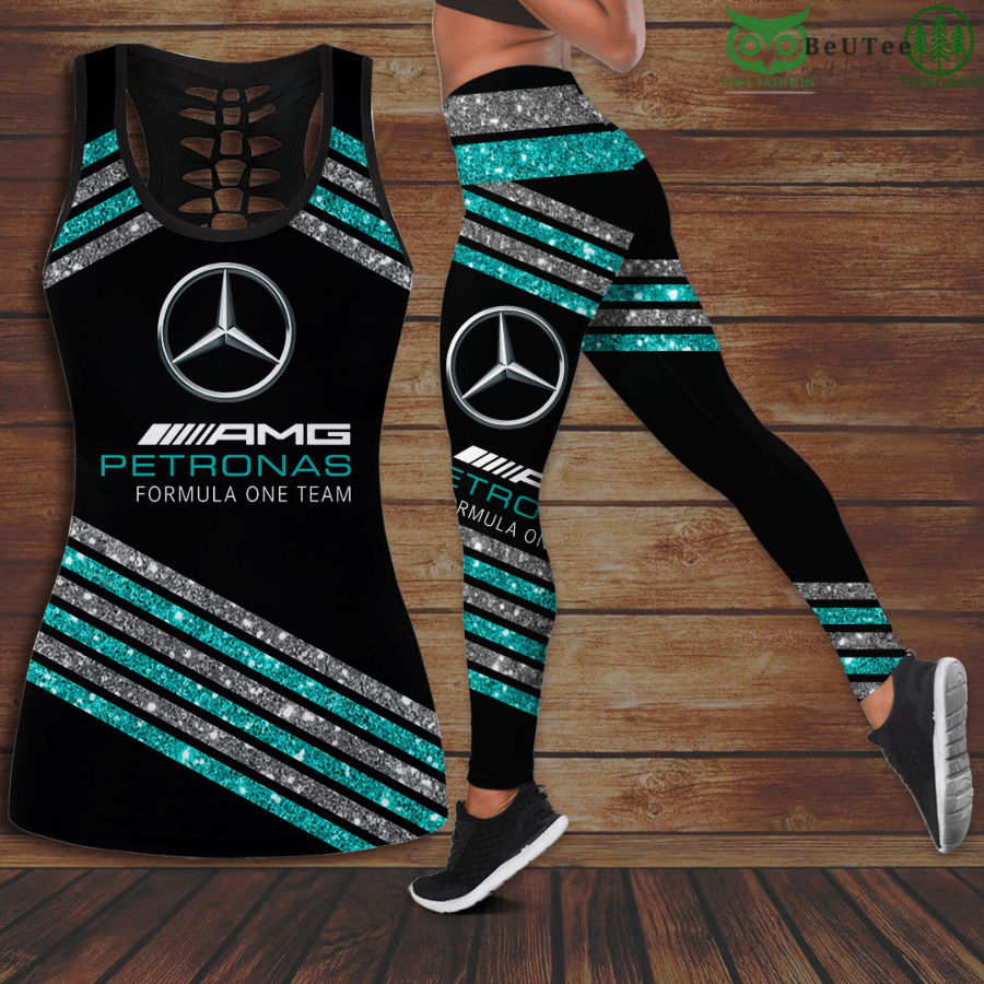 Limited Mercedes Petronas Energy F1 Hollow Tank Top And Leggings