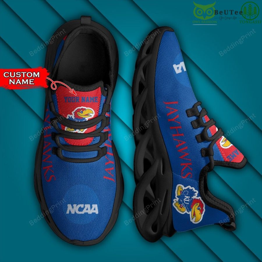 2 NCAA American Football Kansas Jayhawks Personalized Custom Name Max Soul Shoes