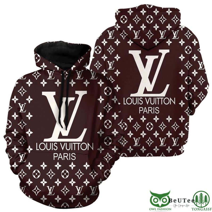 Luxury LV Paris Brown Monogram Pattern 3D Hoodie