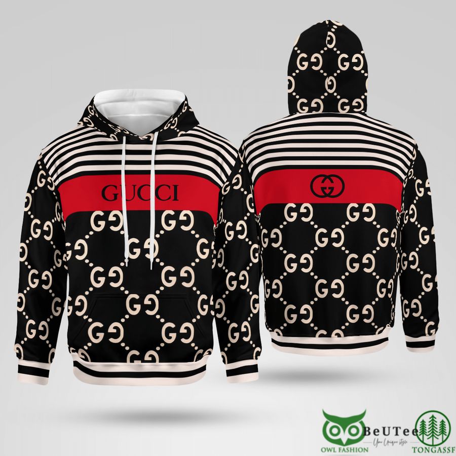 Limited Gucci Red Brand Name Black 3D Hoodie