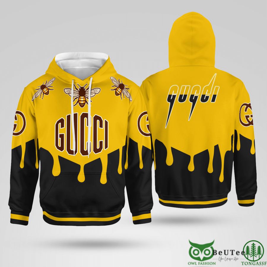 Limited Gucci Yellow Bee Black 3D Hoodie