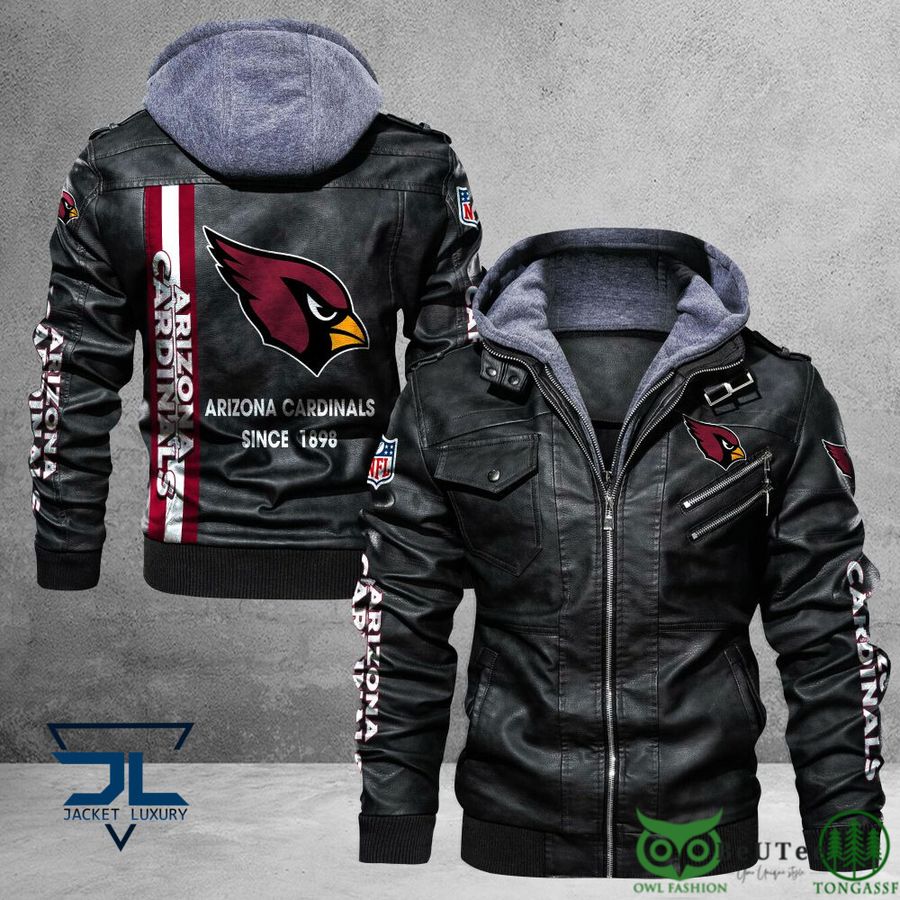 4 Arizona Cardinals Logo NFL Black 2D Leather Jacket