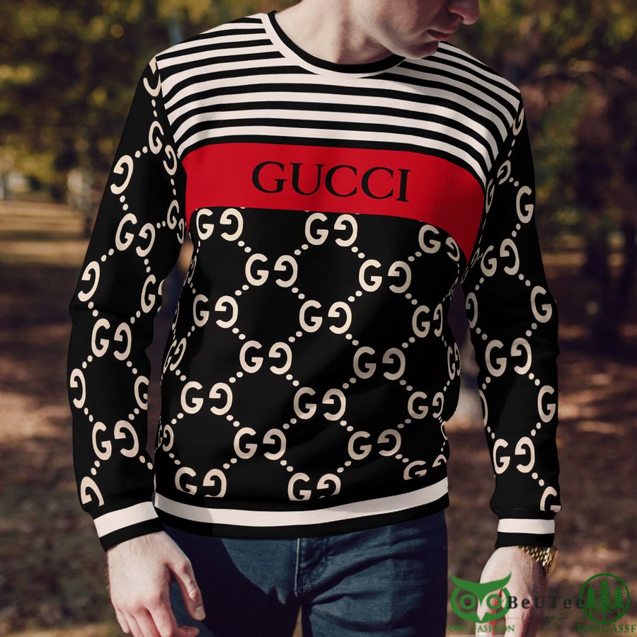 NICE) Louis Vuitton Gold Black 3D Ugly Sweater - Hothot
