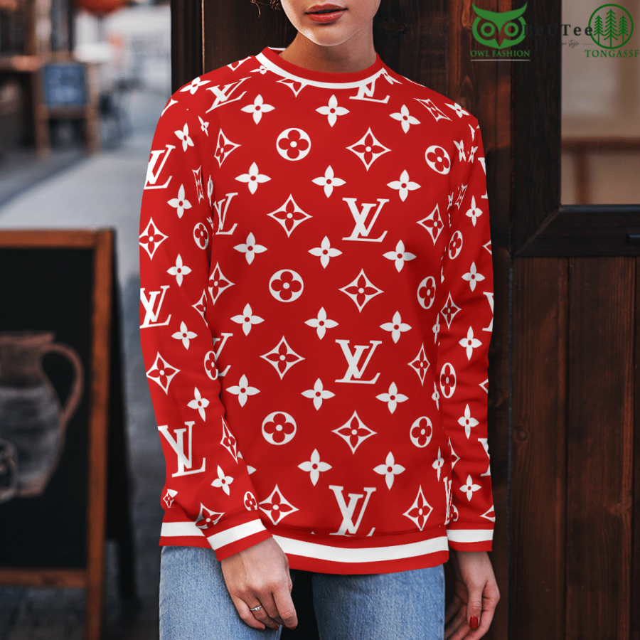 Limited Edition Red Monogram LV Louis Vuitton 3D Ugly Sweater - Owl ...